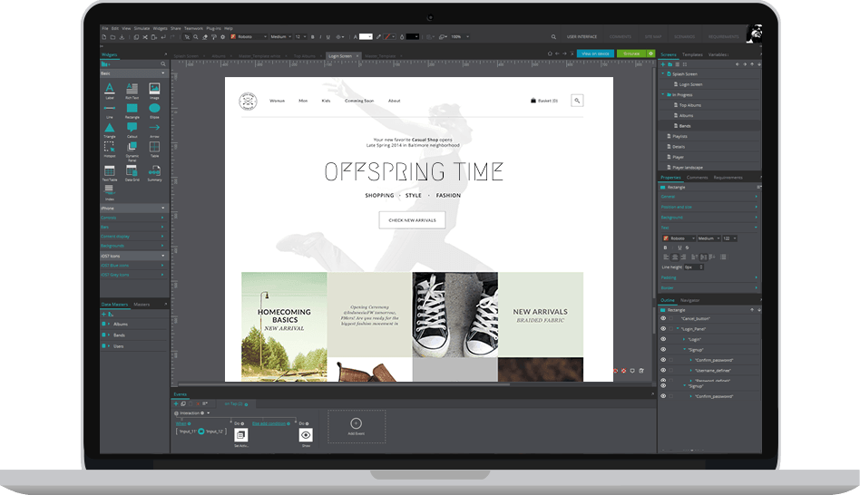 Web application wireframe