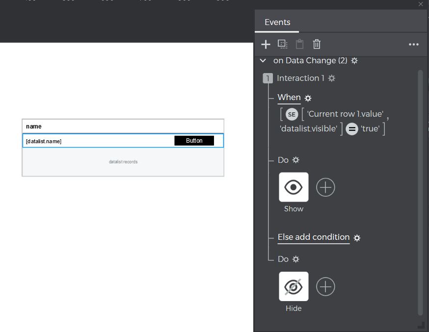 Conditional Button Visualisation In A Data Grid | Justinmind Q&A